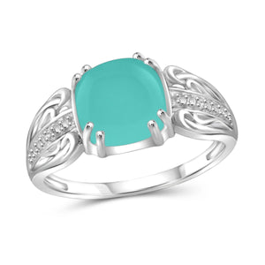 JewelonFire 2 1/2 Carat T.G.W. Chalcedony And White Diamond Accent Sterling Silver Fashion Ring