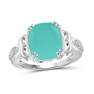 JewelonFire 5 Carat T.G.W. Chalcedony And White Diamond Accent Fashion Sterling Silver Fashion Ring