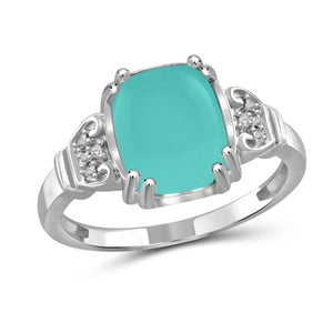JewelonFire 2 3/4 Carat T.G.W. Chalcedony And White Diamond Accent Sterling Silver Fashion Ring