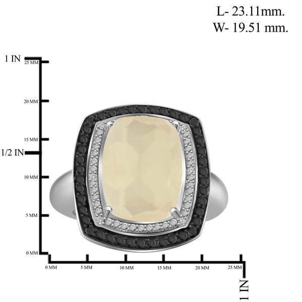 JewelonFire 6.00 Carat T.G.W. Moon and Black and White Diamond Accent Sterling Silver Ring - Assorted Color
