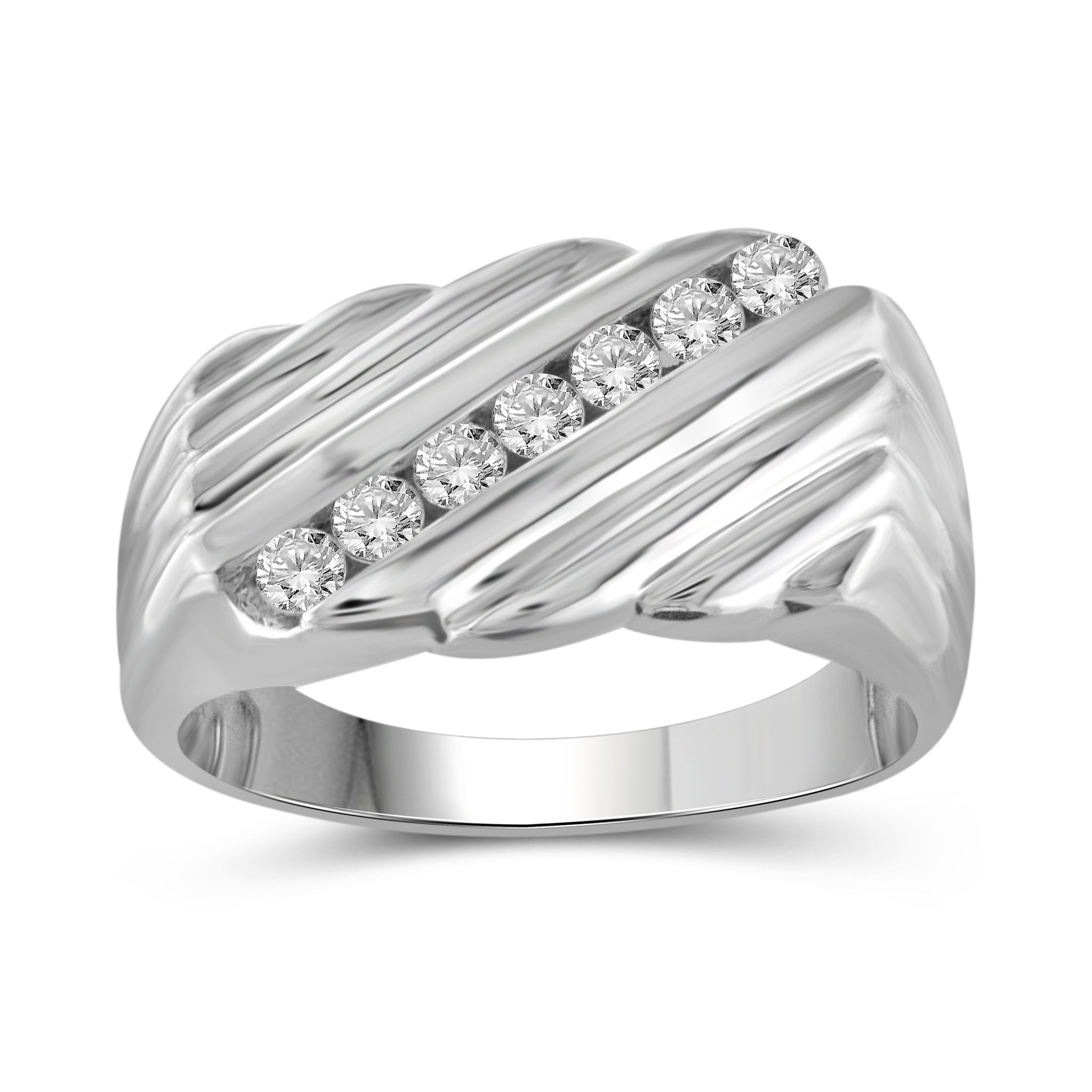 Jewelnova 1/2 Carat White Diamond 10k Gold Men's Ring - Assorted Colors