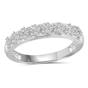 JewelonFire 1/3 Carat T.W. White Diamond Sterling Silver Stackable Band - Assorted Colors
