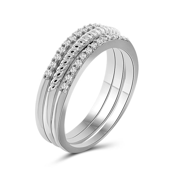 JewelonFire 1/5 Carat T.W. White Diamond Sterling Silver Stackable Band - Assorted Colors
