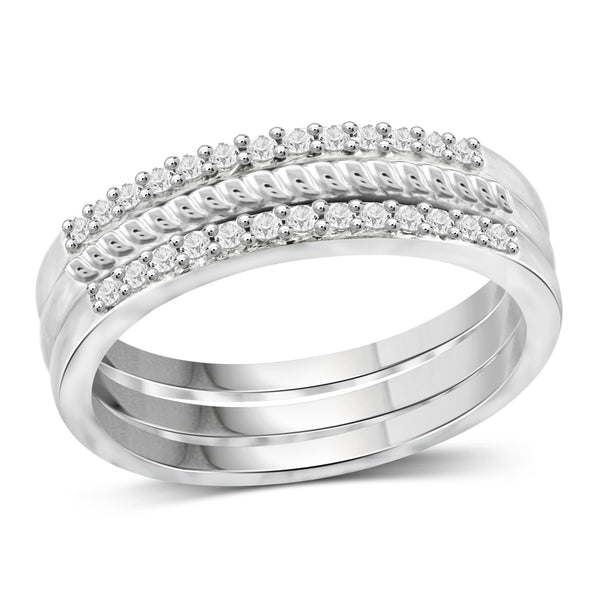 JewelonFire 1/5 Carat T.W. White Diamond Sterling Silver Stackable Band - Assorted Colors