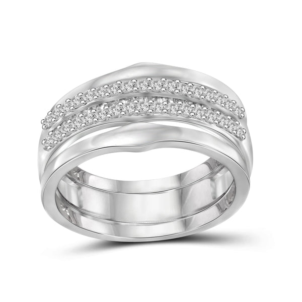 JewelonFire 1/2 Carat T.W. White Diamond Sterling Silver Stackable Ring - Assorted Colors