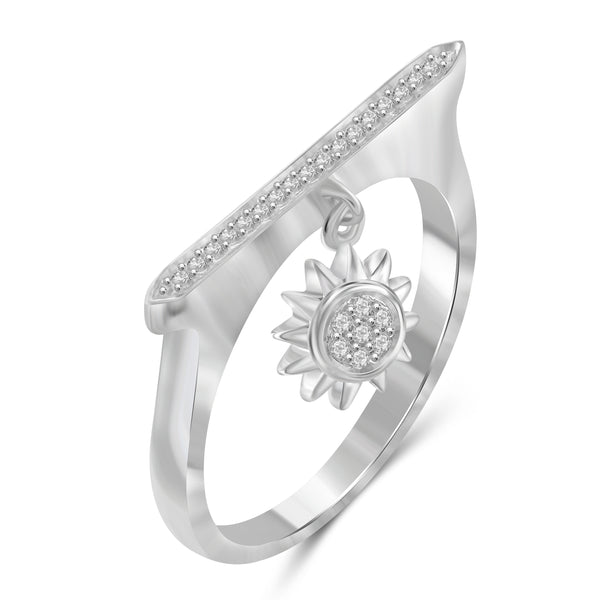 JewelonFire 1/10 Carat T.W. White Diamond Sterling Silver Sun Stackable Ring (Size 7 Only) - Assorted Colors