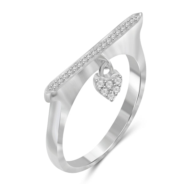 JewelonFire 1/10 Carat T.W. White Diamond Sterling Silver Heart Stackable Ring (Size 7 Only) - Assorted Colors