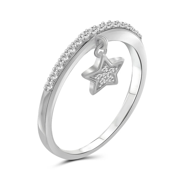 JewelonFire 1/5 Carat T.W. White Diamond Sterling Silver Star Stackable Ring - Assorted Colors