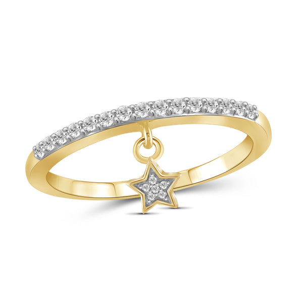 JewelonFire 1/5 Carat T.W. White Diamond Sterling Silver Star Stackable Ring - Assorted Colors