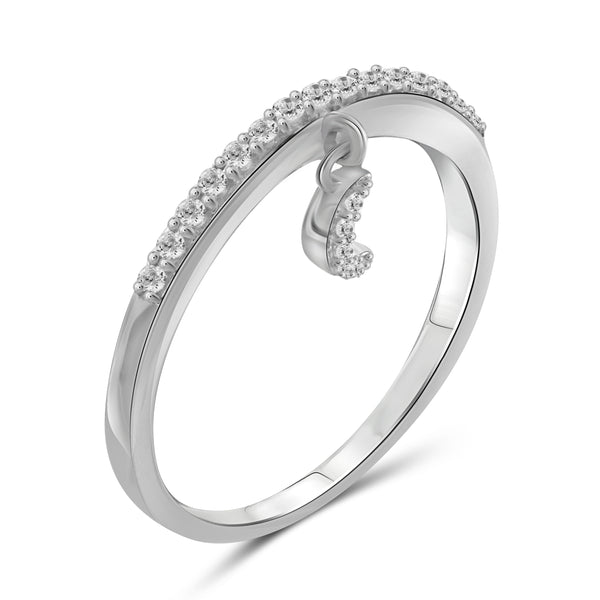 JewelonFire 1/5 Carat T.W. White Diamond Sterling Silver Moon Stackable Ring - Assorted Colors