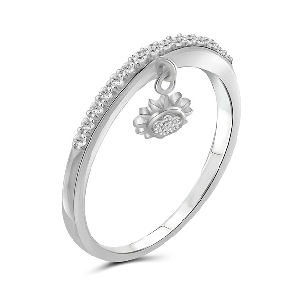 JewelonFire 1/5 Carat T.W. White Diamond Sterling Silver Sun Stackable Ring - Assorted Colors