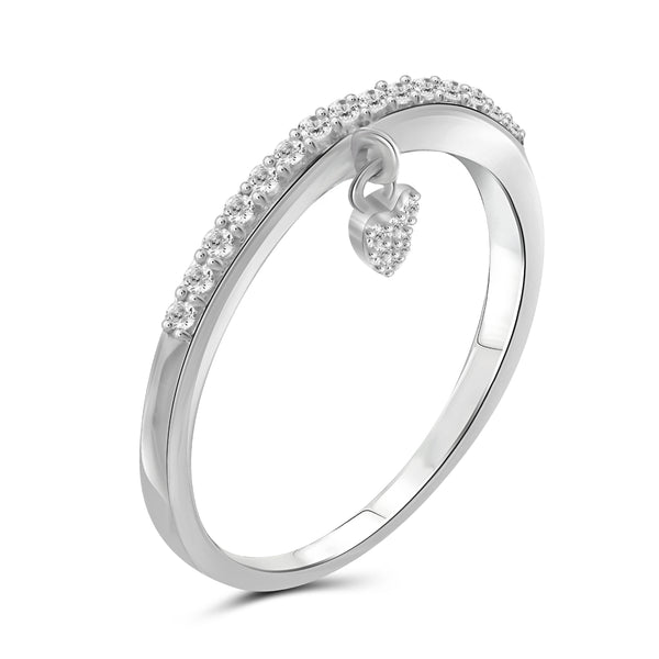 JewelonFire 1/5 Carat T.W. White Diamond Sterling Silver Heart Stackable Ring - Assorted Colors