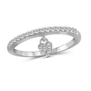JewelonFire 1/5 Carat T.W. White Diamond Sterling Silver Heart Stackable Ring - Assorted Colors
