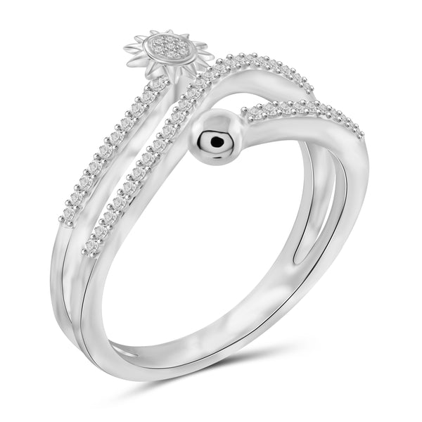 JewelonFire 1/4 Carat T.W. White Diamond Sterling Silver Sun Stackable Ring - Assorted Colors