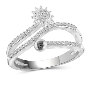 JewelonFire 1/4 Carat T.W. White Diamond Sterling Silver Sun Stackable Ring - Assorted Colors