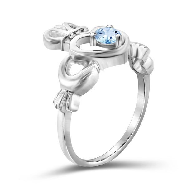 JewelonFire 1/3 Carat T.G.W. Sky Blue Topaz Sterling Silver Ring - Assorted Colors