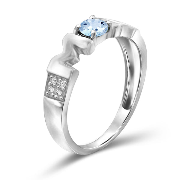 JewelonFire 1/3 Carat T.G.W. Sky Blue Topaz And White Diamond Accent Sterling Silver Ring - Assorted Colors