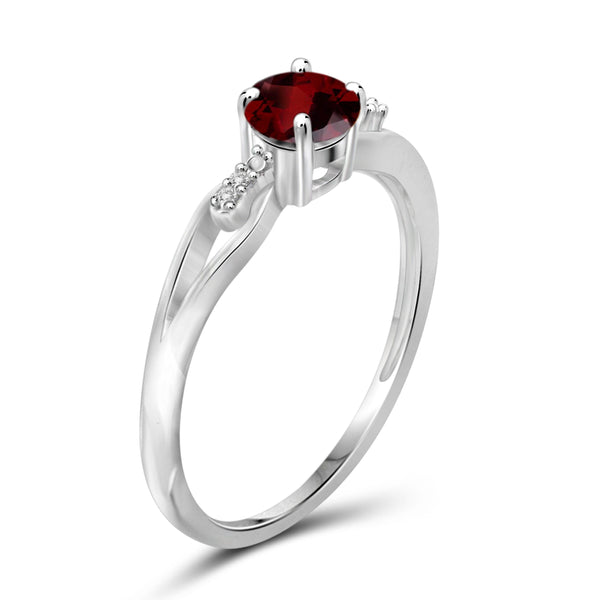 JewelonFire 1/2 Carat T.G.W. Garnet and White Diamond Accent Sterling Silver Ring - Assorted Colors