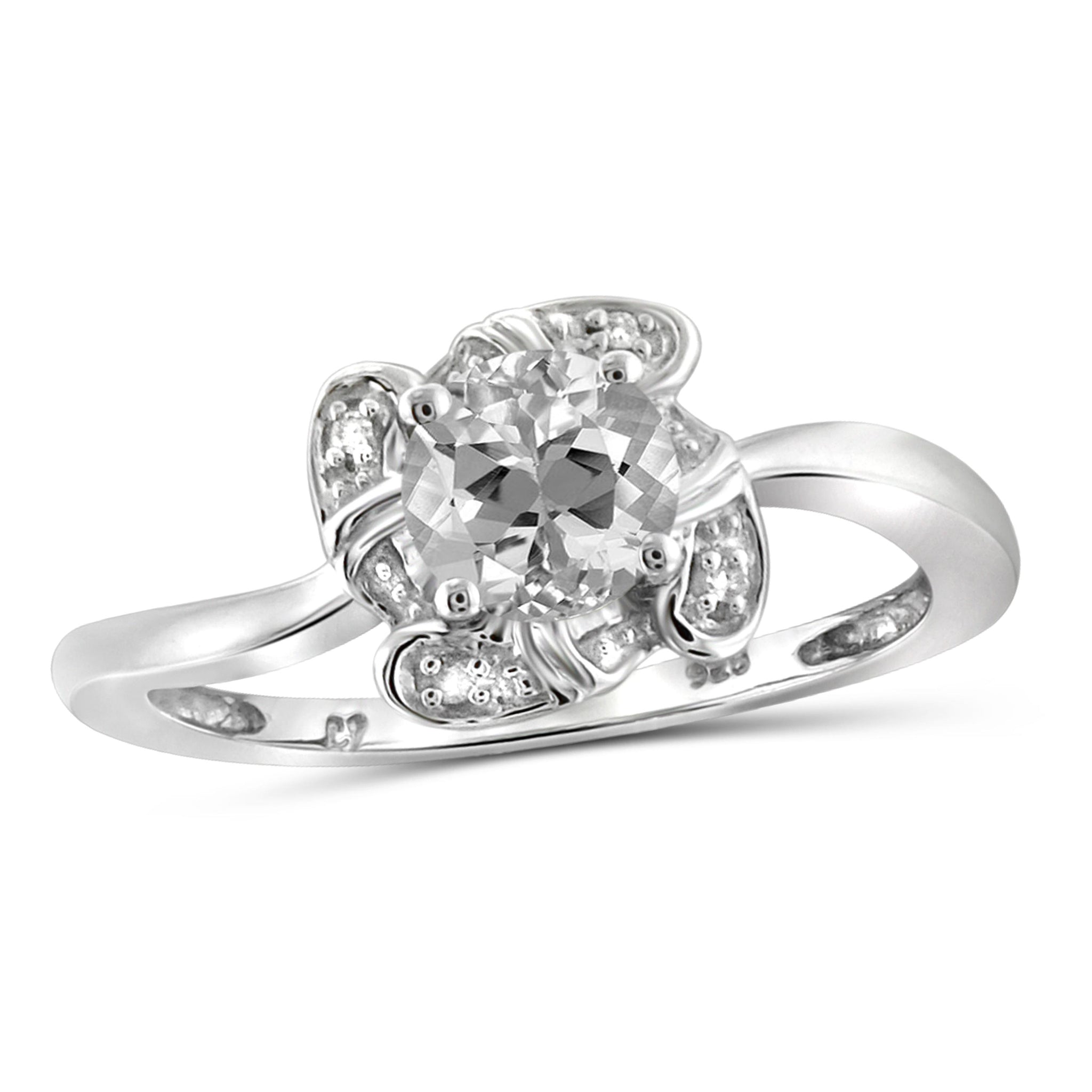 JewelonFire 1.00 Carat T.G.W. White Topaz And White Diamond Accent Sterling Silver Ring - Assorted Colors