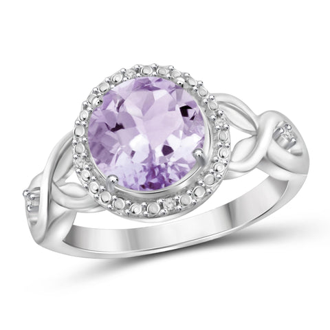JewelonFire 1 3/4 Carat T.G.W. Pink Amethyst And White Diamond Accent Sterling Silver Ring - Assorted Colors