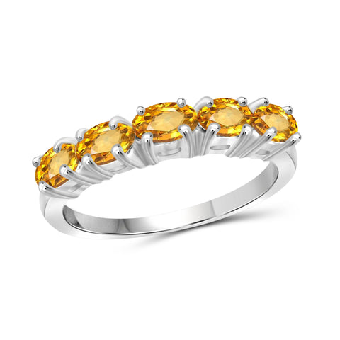 JewelonFire 1.00 Carat T.G.W. Citrine Sterling Silver Band - Assorted Colors
