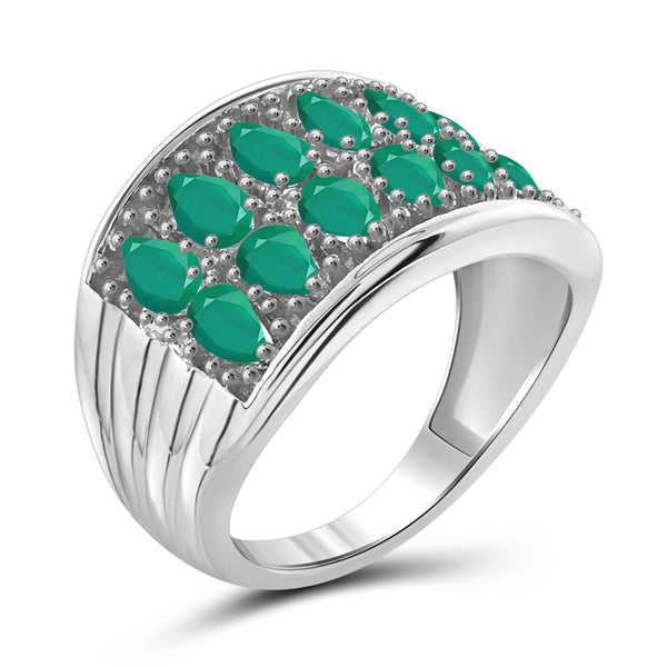 JewelonFire 2.28 Carat T.G.W. Emerald Sterling Silver Ring - Assorted Colors