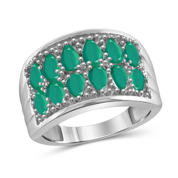 JewelonFire 2.28 Carat T.G.W. Emerald Sterling Silver Ring - Assorted Colors
