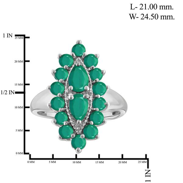 JewelonFire 2.60 Carat T.G.W. Emerald Sterling Silver Ring - Assorted Colors