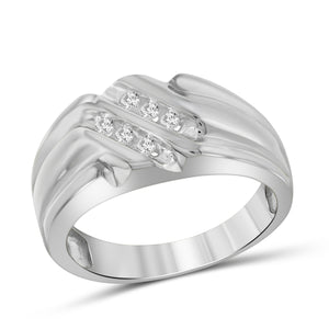 Jewelnova 1/7 Carat White Diamond 10k Gold Men's Ring - Assorted Colors