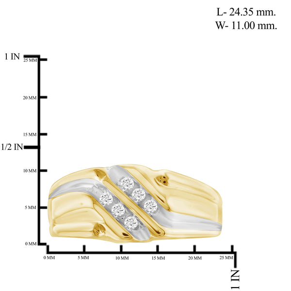 Jewelnova 1/7 Carat White Diamond 10k Gold Men's Ring - Assorted Colors