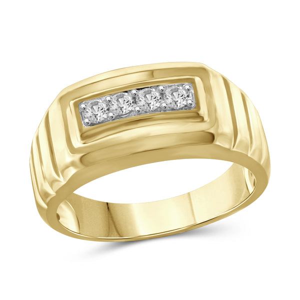 Jewelnova 1/4 Carat T.W. White Diamond 10k Gold Single Row Men's Ring - Assorted Colors