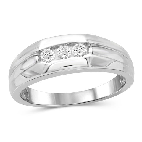 Jewelnova 1/5 Carat T.W. White Diamond 10k White Gold Men's Ring