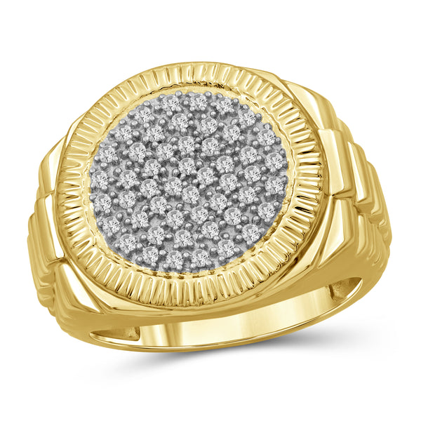 Jewelnova 1/2 Carat T.W. White Diamond 10k White Gold Men's Ring