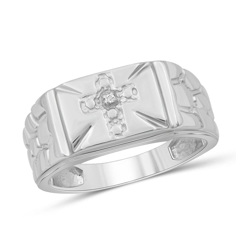 Jewelnova Accent White Diamond 10k White Gold Men's Ring