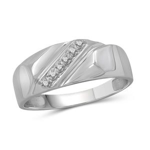 Jewelnova 1/20 Carat T.W. White Diamond 10k White Gold Men's Ring