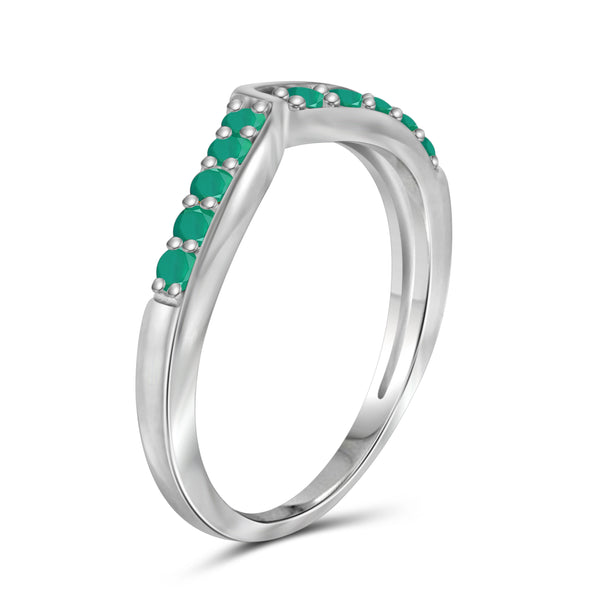 JewelonFire 0.60 Carat T.G.W. Emerald Sterling Silver Ring - Assorted Colors