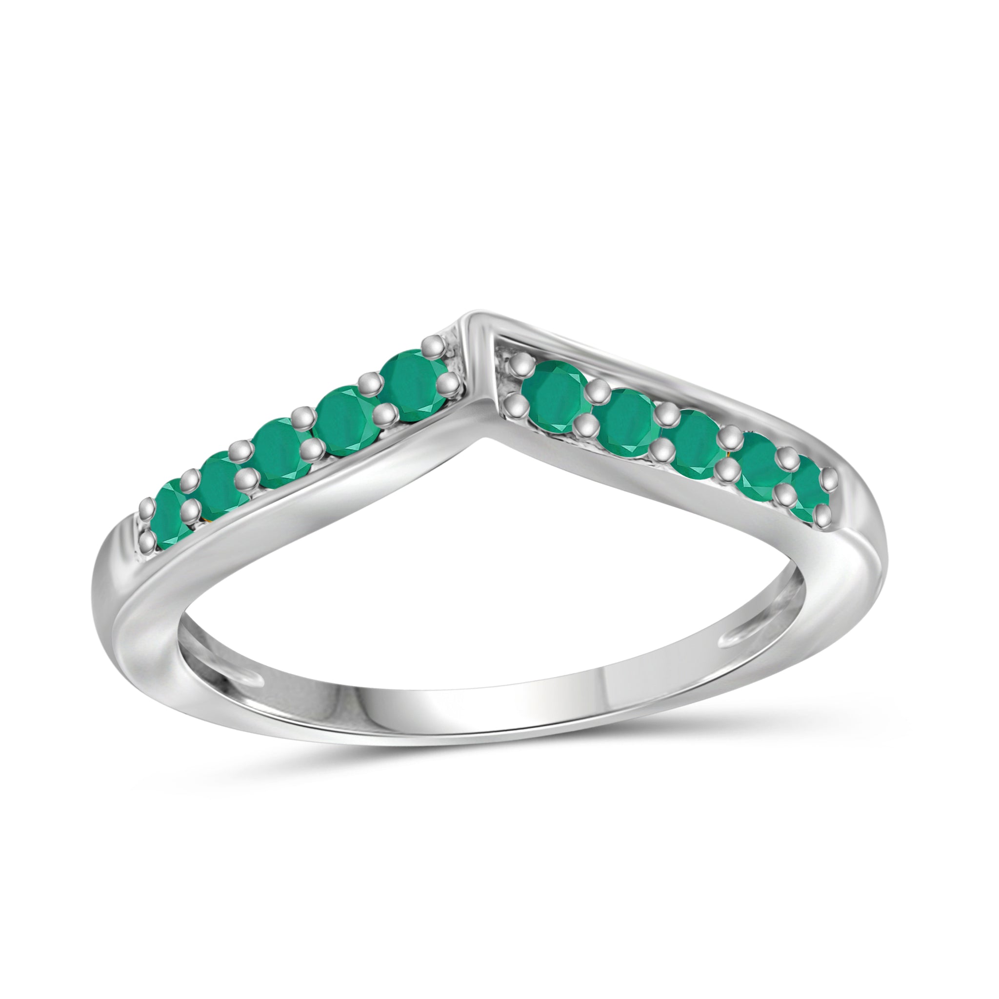 JewelonFire 0.60 Carat T.G.W. Emerald Sterling Silver Ring - Assorted Colors