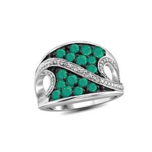 JewelonFire 1.45 Carat T.G.W. Emerald And Accent White Diamond Sterling Silver Ring - Assorted Colors