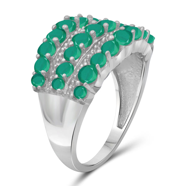 JewelonFire 2.22 Carat T.G.W. Emerald Sterling Silver Ring - Assorted Colors