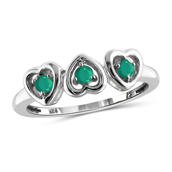 JewelonFire 0.25 Carat T.G.W. Emerald Sterling Silver Heart Ring - Assorted Colors