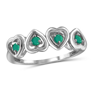 JewelonFire 0.33 Carat T.G.W. Emerald Sterling Silver Heart Ring - Assorted Colors