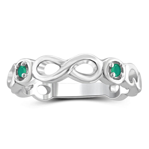 JewelonFire 0.12 Carat T.G.W. Emerald Sterling Silver Infinity Ring - Assorted Colors