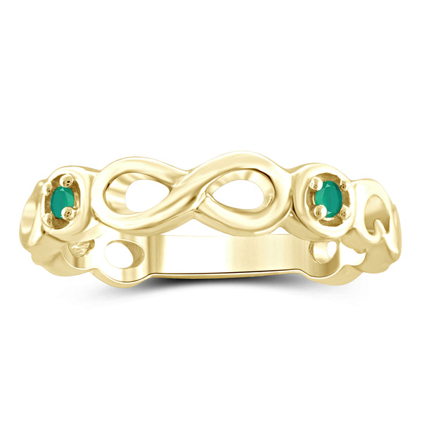 JewelonFire 0.12 Carat T.G.W. Emerald Sterling Silver Infinity Ring - Assorted Colors