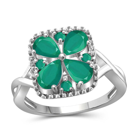 JewelonFire 2.65 Carat T.G.W. Emerald Sterling Silver Ring - Assorted Colors