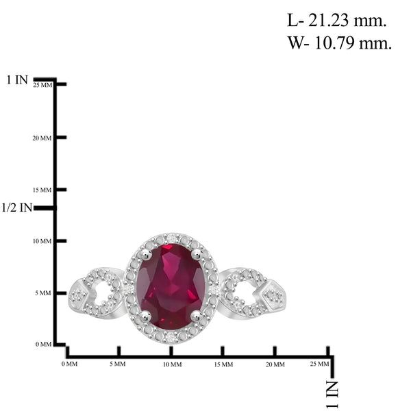 JewelonFire 1.95 Carat T.G.W. Ruby And 1/20 Carat T.W. White Diamond Sterling Silver Ring - Assorted Colors