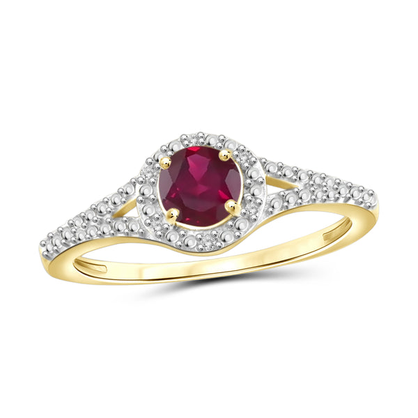 JewelonFire 0.70 Carat T.G.W. Ruby And Accent White Diamond Sterling Silver Ring - Assorted Colors