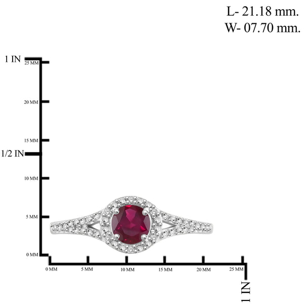 JewelonFire 0.70 Carat T.G.W. Ruby And Accent White Diamond Sterling Silver Ring - Assorted Colors