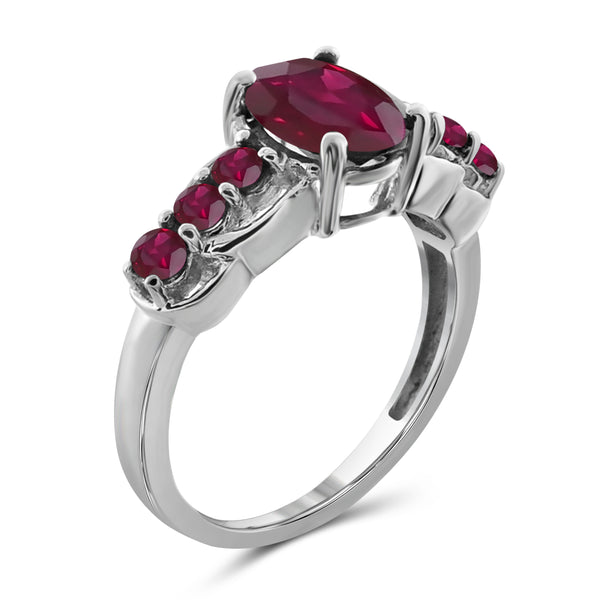 JewelonFire 3.10 Carat T.G.W. Ruby Sterling Silver Ring - Assorted Colors