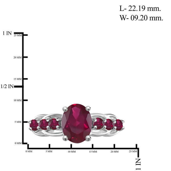 JewelonFire 3.10 Carat T.G.W. Ruby Sterling Silver Ring - Assorted Colors