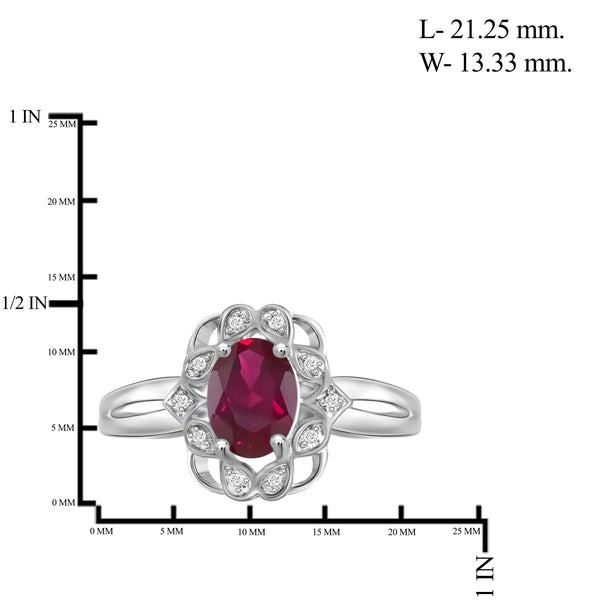 JewelonFire 1.95 Carat T.G.W. Ruby And Accent White Diamond Sterling Silver Ring - Assorted Colors